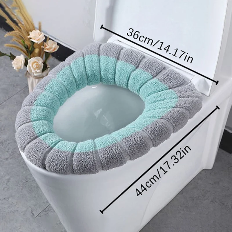 Warm Toilet Seat Cover Mat Bathroom Toilet Pad Cushion with Handle Thicker Soft Washable Closestool Warmer Accessories