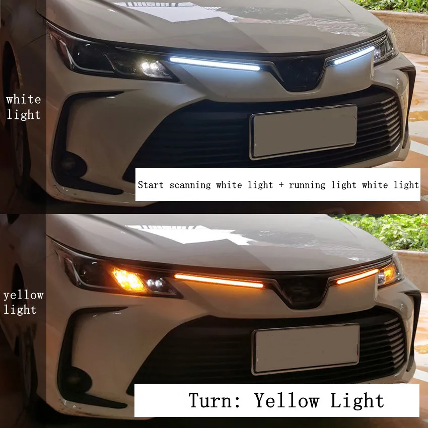 Waterproof Car LED Daytime Running Lights For Toyota Corolla 2018 2019 2020 2021 Daylight Yellow Turn Signal Light DRL Fog Lamp