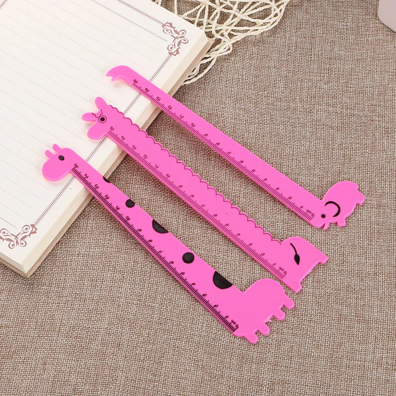 1/3Pcs Creative Stationery Cartoon Animal Giraffe Ruler Cute Student Children's Environmental Friendly Plastic Ruler