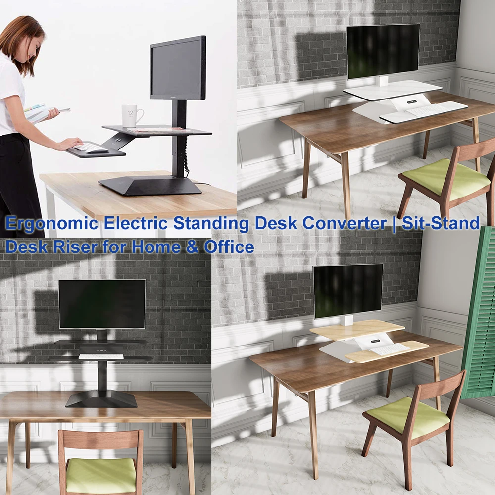 Quiet Electric Height Adjustable Desk Converter Anti-Fatigue Workstation Solution Sit-Stand Desk Riser