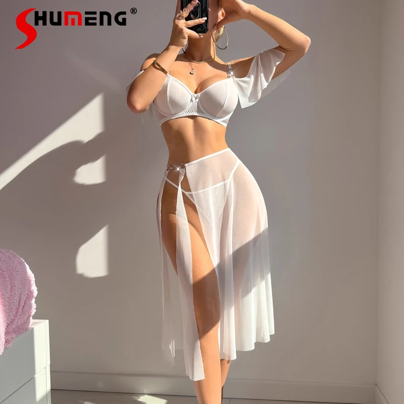 

Sexy Style Leopard Print Underwear Intimates Women See Through Nightwear Bra Set Female Pure Desire Lingerie Brief Suits