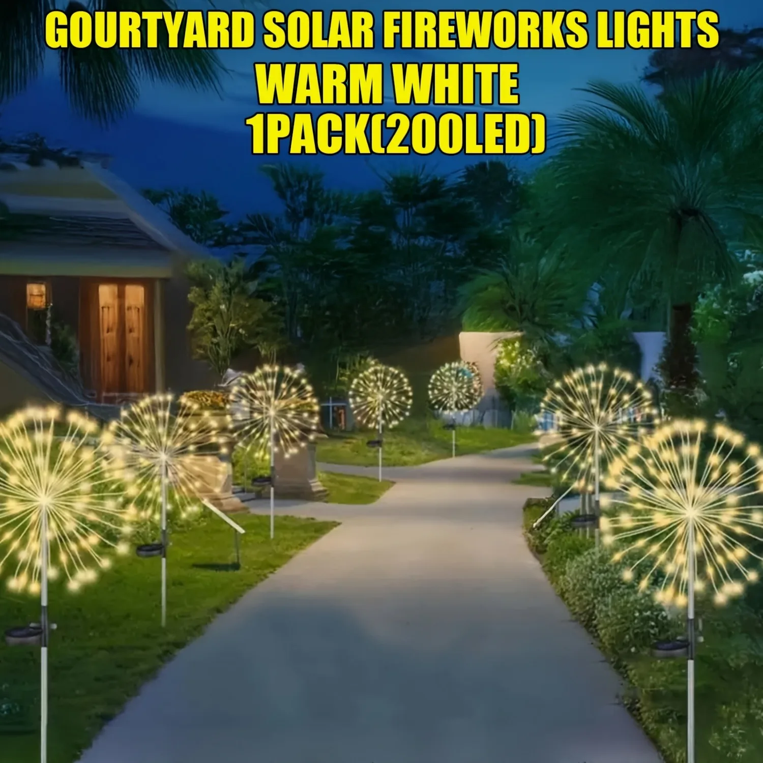 Solar Lights Outdoor Decorative Copper Wire 60/200 LED Firework Light Waterproof DIY Decorating Yard Garden Patio