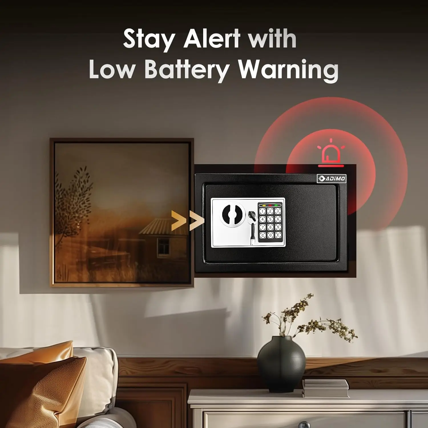 Fireproof Waterproof Safe Box with Keys & Code, Wall Mount Kit for Money Jewelry Documents - 0.5 Cubic Feet