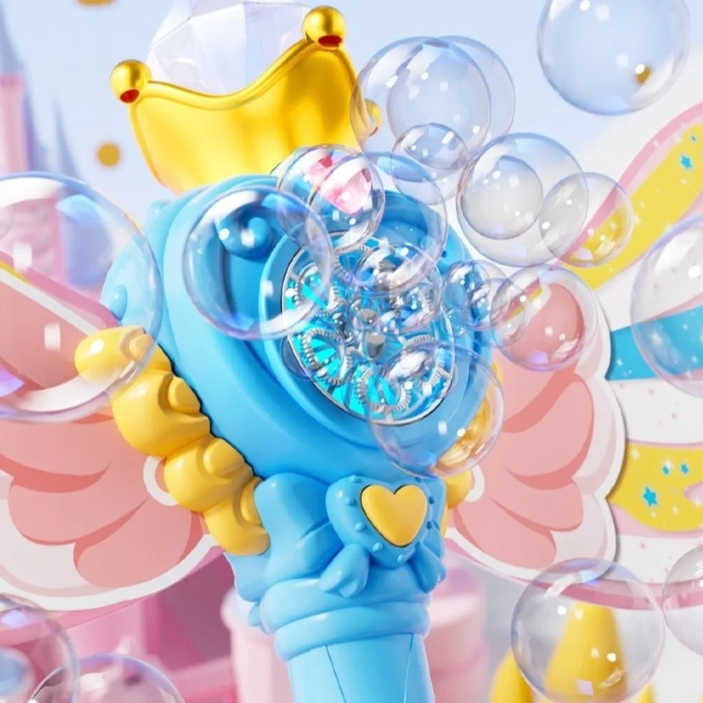 Kids Toy Automatic Electric Bubble Maker Luminous Handheld Bubble Machine with Wings Bubble Wand Wedding Party