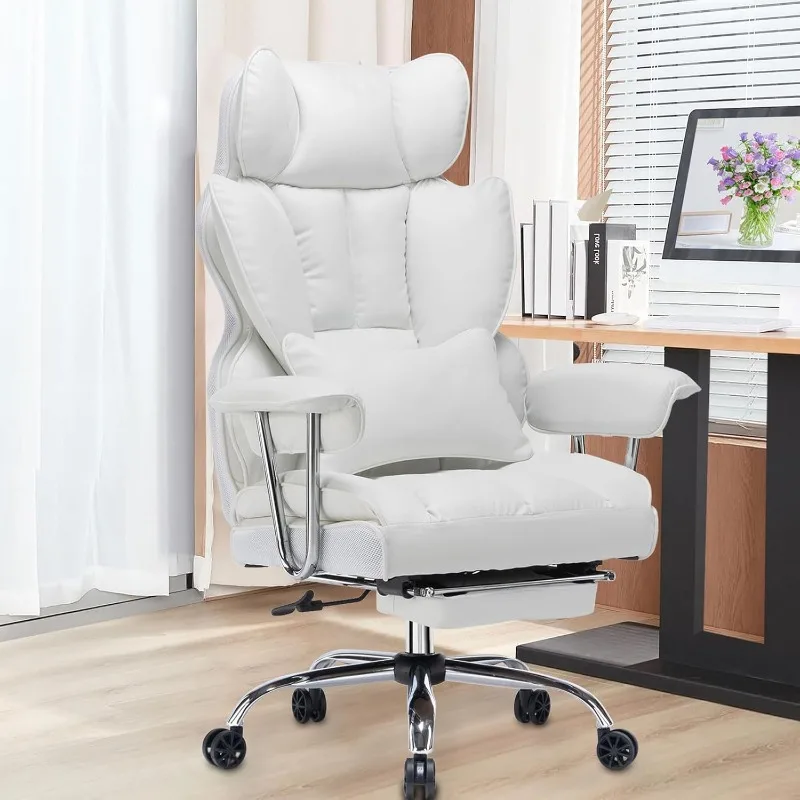 PU Leather Computer Chair, Executive Office Chair with Leg Rest and Lumbar Support,