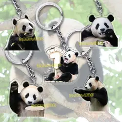 Fubao 에버랜드 Anime KeyChain Panda Animal Men Key Chain for Women Fashion Creative Kawaii Art Figure Acrylic Keyring Pendant Gifts