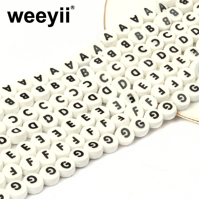 Wholesale 8mm Black Capital Letters Ceramic Beads For Jewelry Making Bracelet Handmade Porcelain Ceramic Letter Beads