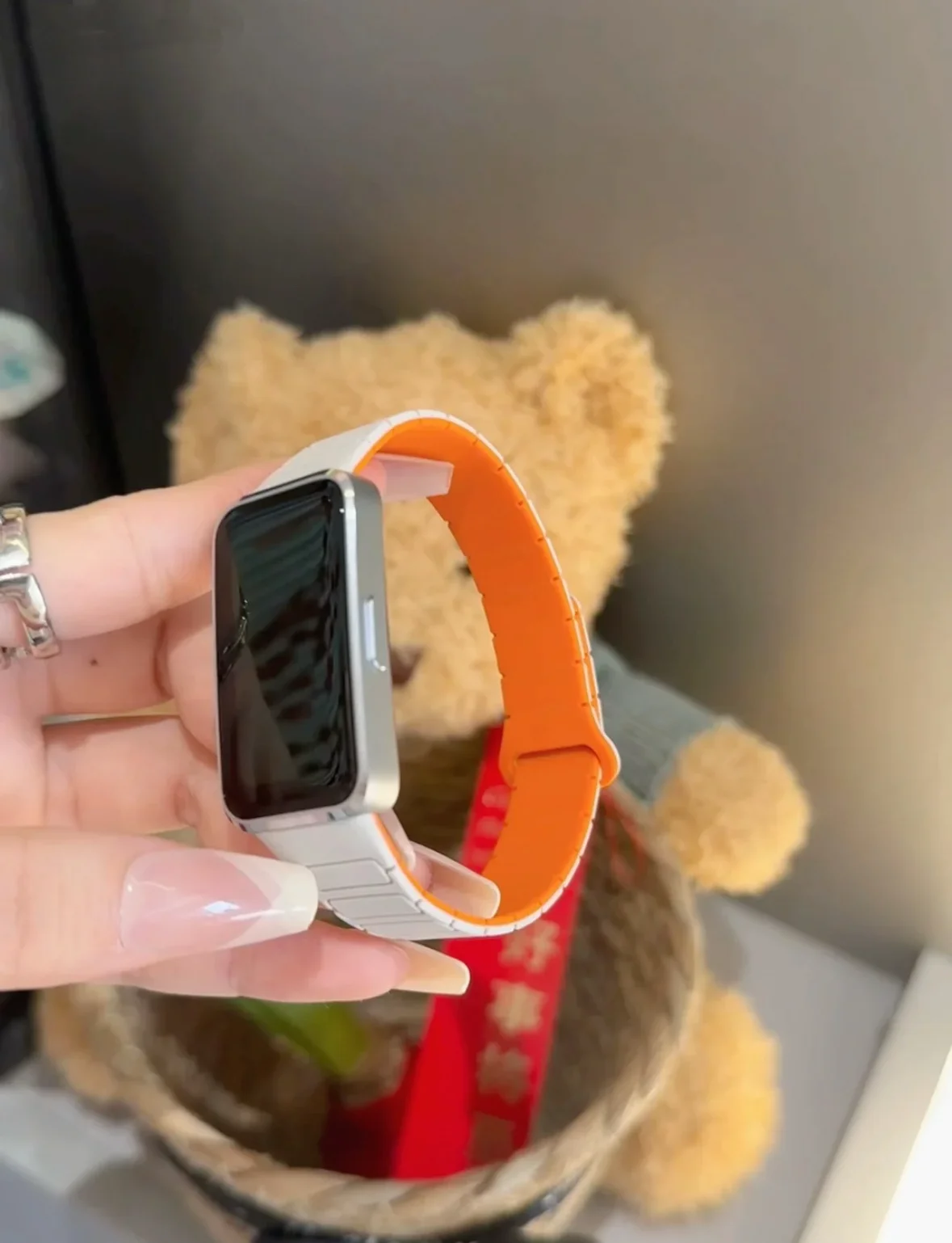 Correia de colisão de contraste de cor magnética para huawei banda 9 8 fivela dupla confortável pulseira de substituição correa relógio esportivo