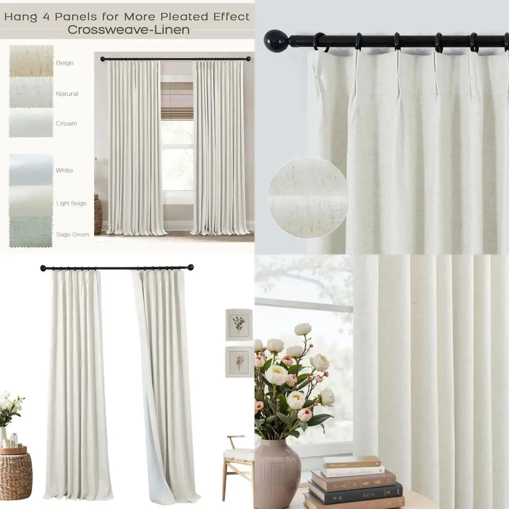 

94-дюймовые шторы Crossweave-Linen затемняющие, уникальная длина, длинные, черные, комплект из 2 панелей для спальни, гостиной