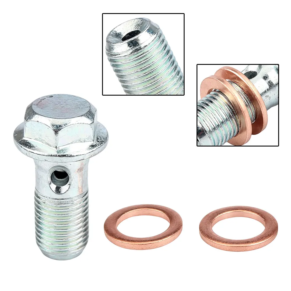 

Banjo Bolt M10 x 1.25 mm for Motorcycle Brake Applications Made of Chrome Plated Stainless Steel with 2 Washers
