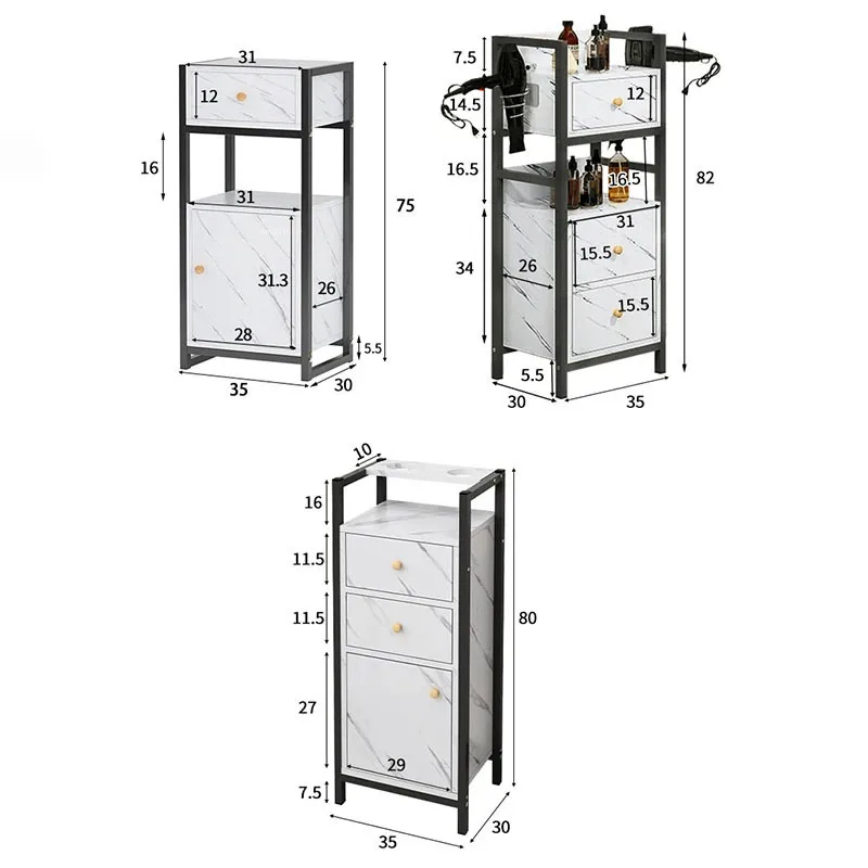 Light Luxury Modern Salon Trolleys Simple Salon Furniture Beauty Salon Auxiliary Cart with Wheels Multi-layer Storage Cabinet A