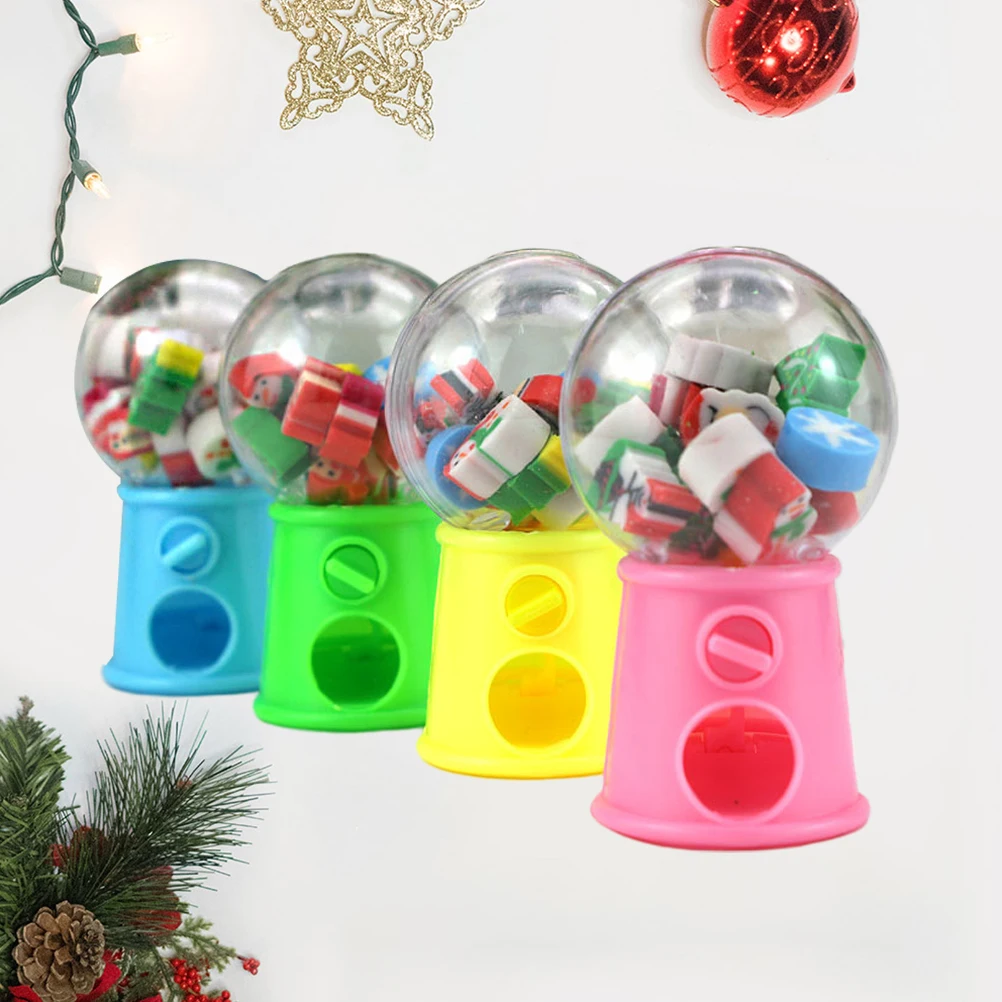 

4pcs Christmas Shaped Mini Cartoon Pencil Rubber Durable Kids Stationery Party Favors School Rewards Gift For Children Students