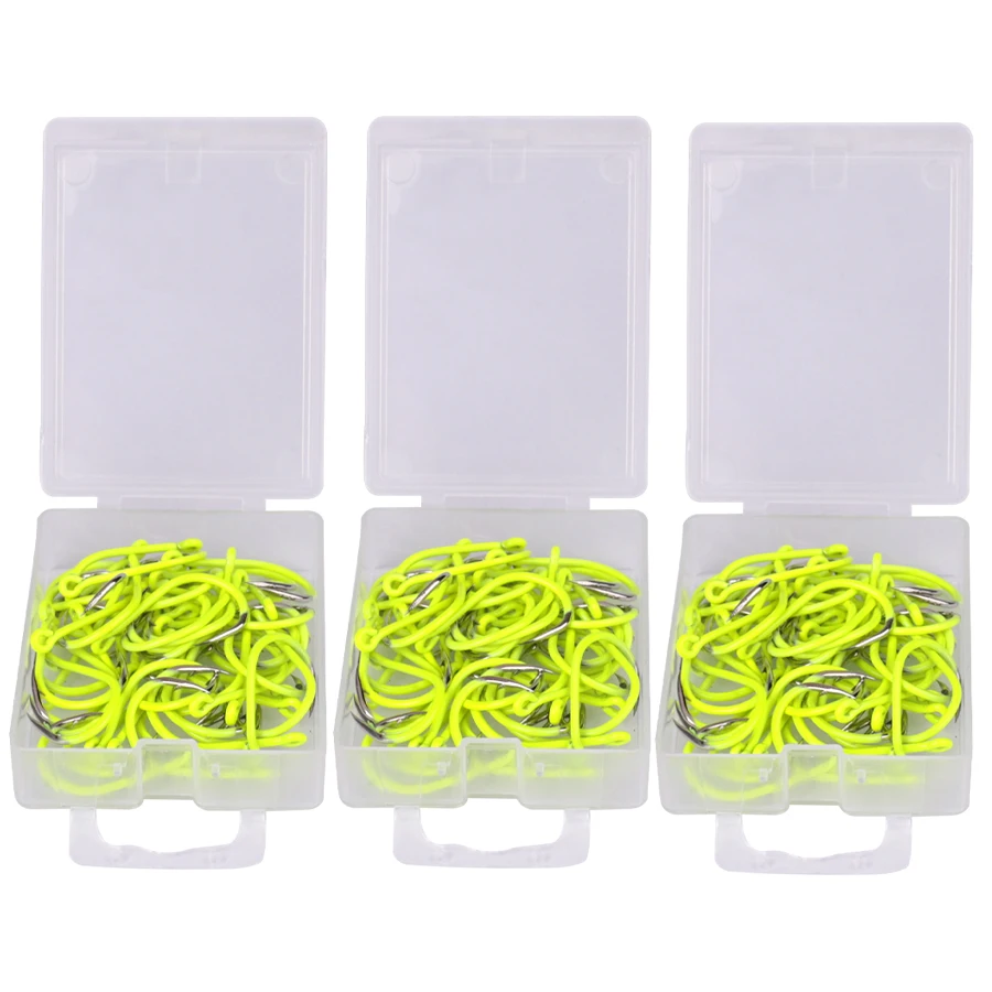 NGB 50PCS ISEAMA Fishing Hook Barbed High Carbon Steel Yellow 1/0#-10# Single Carp Hook With Ring Freshwater