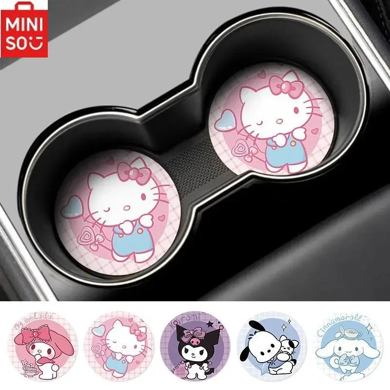 

MINISO Sanrio HelloKitty Car Water Coaster Cartoon Kuromi Melody Ladies Car Anti-slip Mat Storage Mat Decorative Ornaments