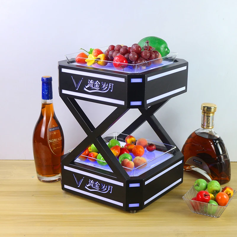 

Bar KTV luminous fruit tray creative LED fruit food tray Nightclub party double-layer decorative tray Dessert tray