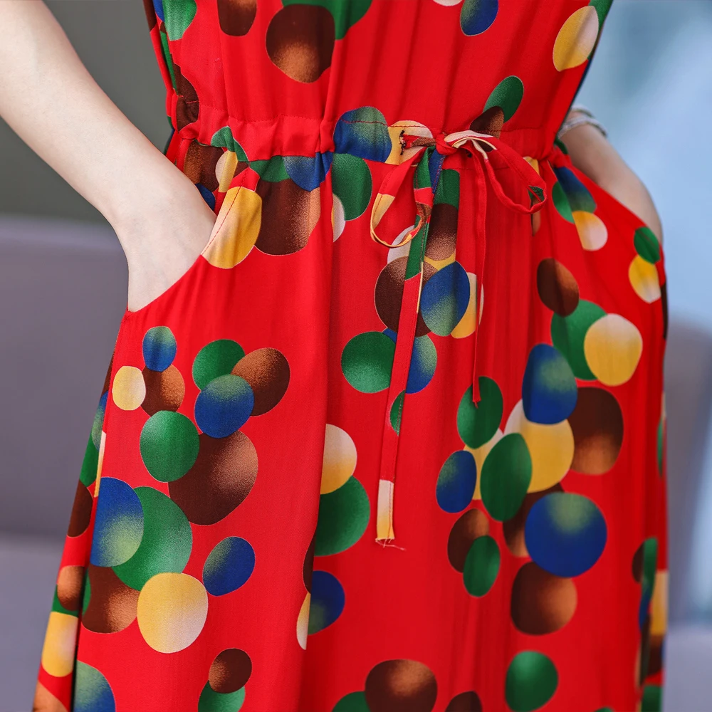 New Fashion Casual 2025 Summer Vintage Dresses O-Neck Print Floral Elegant Party Dress For Women Slim Plus Size Women Clothing
