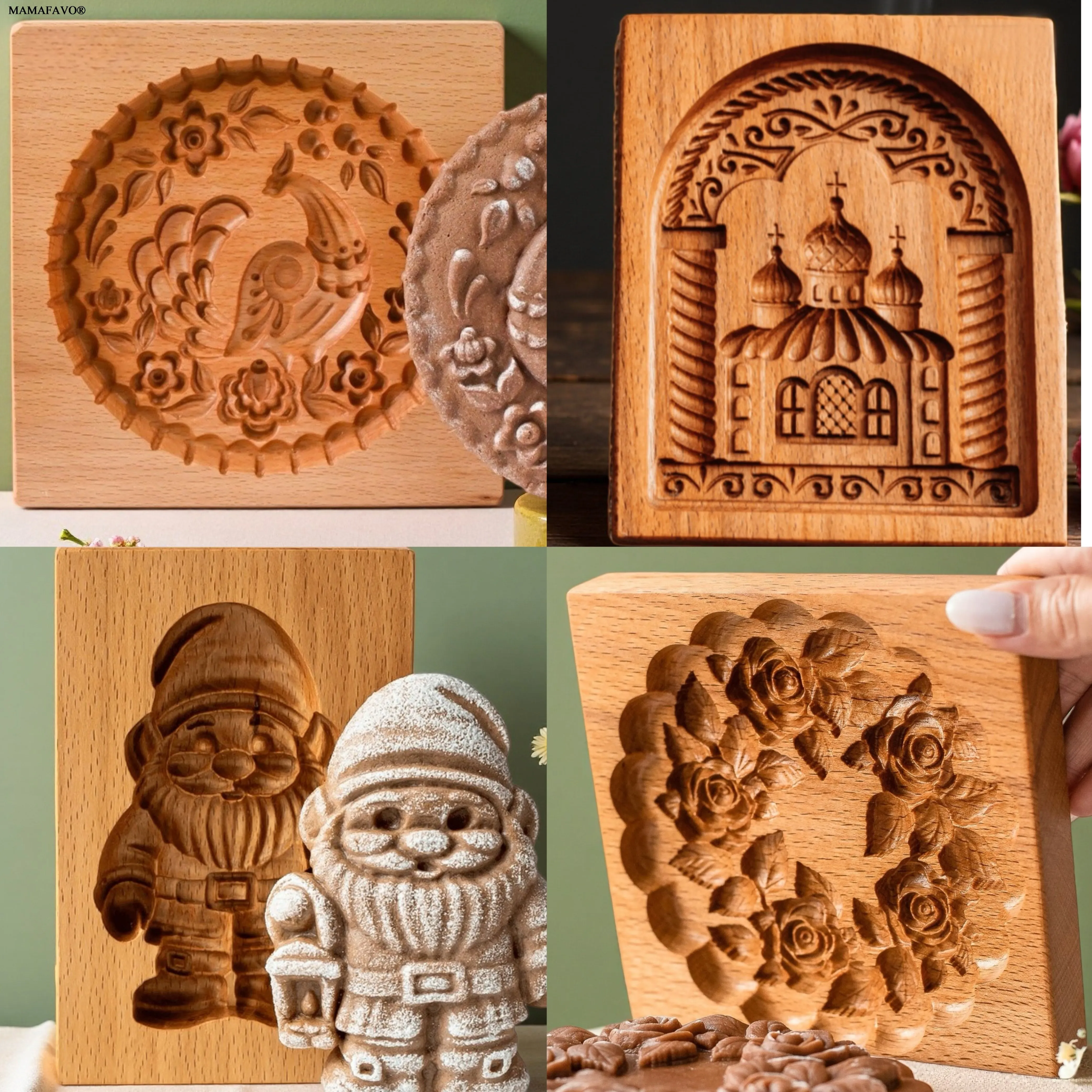 High Quality Beech Wood Cookie Molds Wooden Gingerbread Baking Mold Press Embossing Tools Cake Decor DIY Kitchen Cookies Moulds