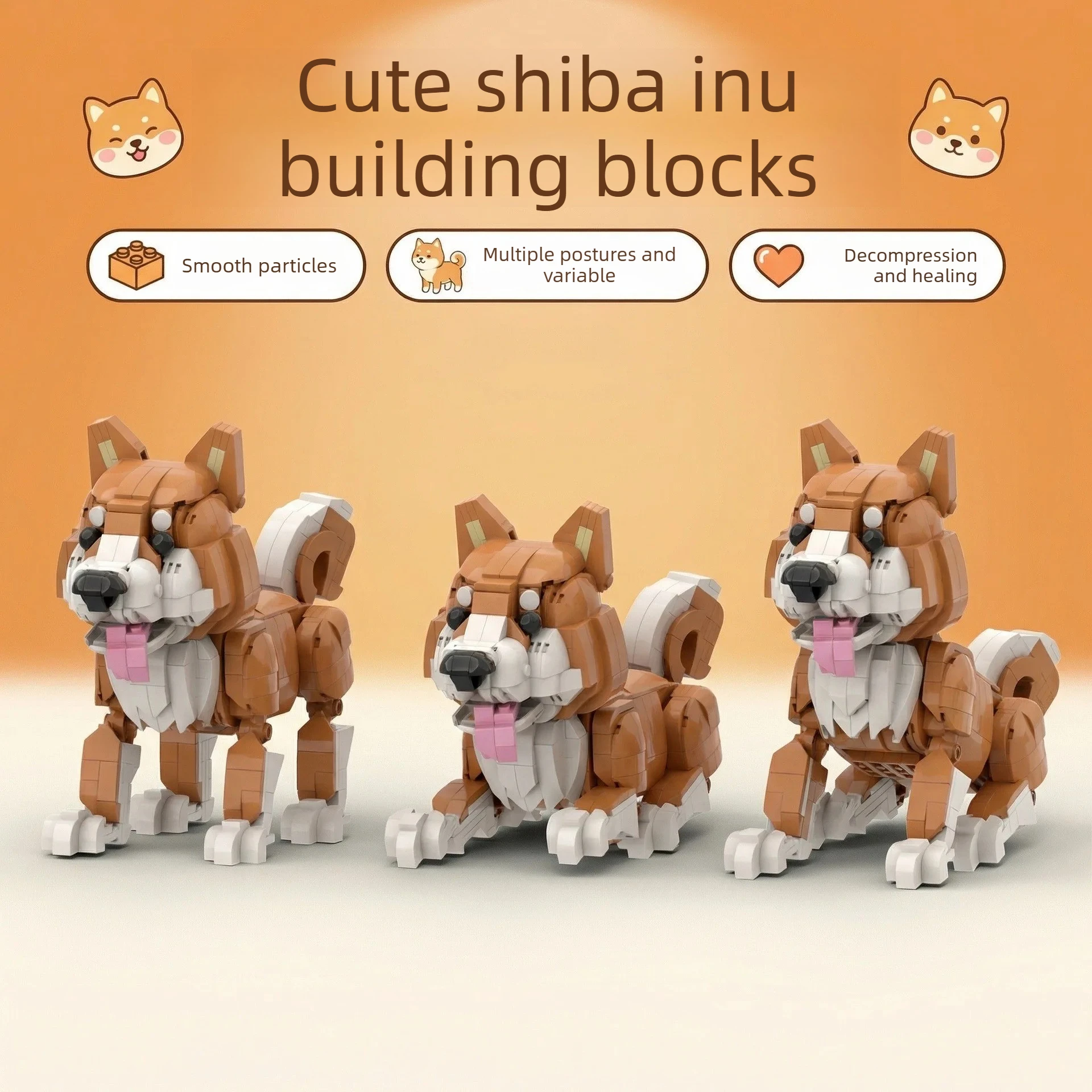 Realistic Pet Dog Sculpture DIY Brick Craft Set Shiba Inu Border Collie Multi Posture Home Table Decor Souvenir Gift