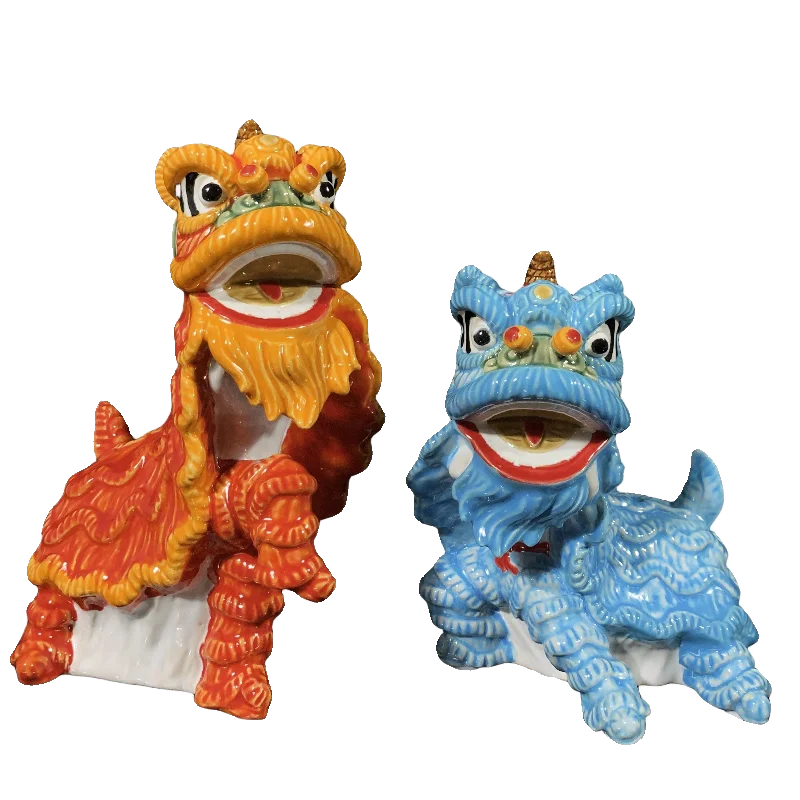 For Shiwan ceramic lion dance ornaments merchandise lion dance Chinese living room decoration crafts
