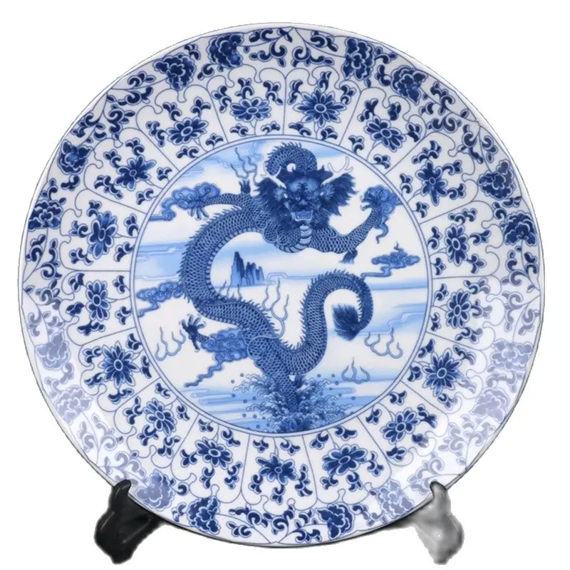 China Old Porcelain, Blue And White Dragon Pattern, Appreciation Plate