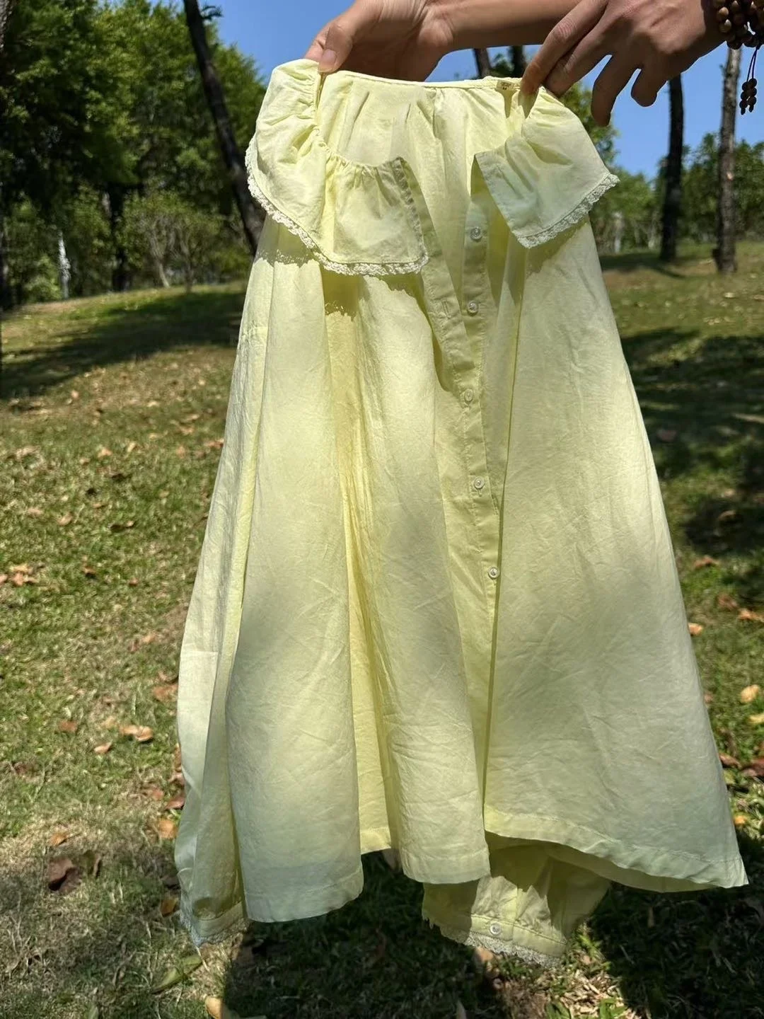 Camicetta da donna in pizzo impiombato 2 colori Top colletto alla Peter Pan manica lunga monopetto camicia femminile allentata in cotone 100%