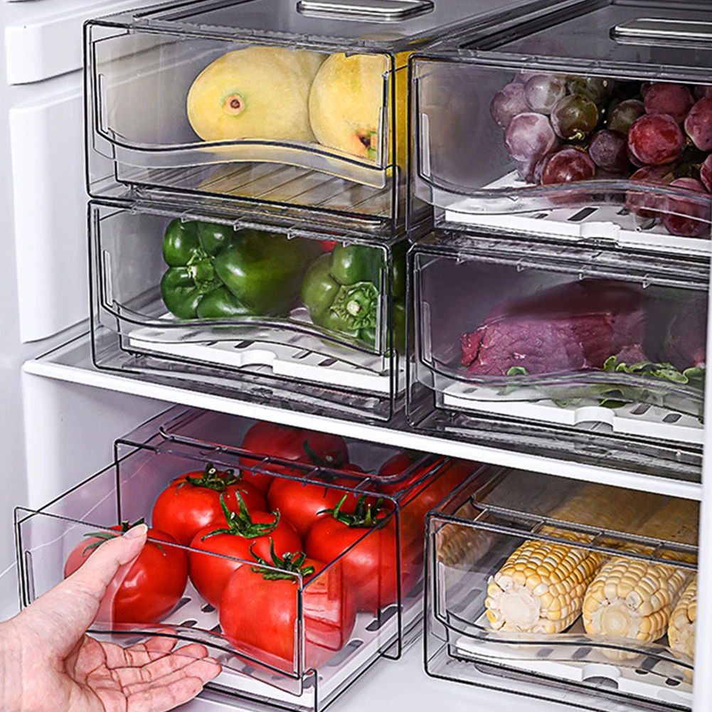 Refrigerator Organizer Bin Food Fridge Storage Box Clear fridge organizer containers Freezer Pantry Cabinet kitchen Organizer