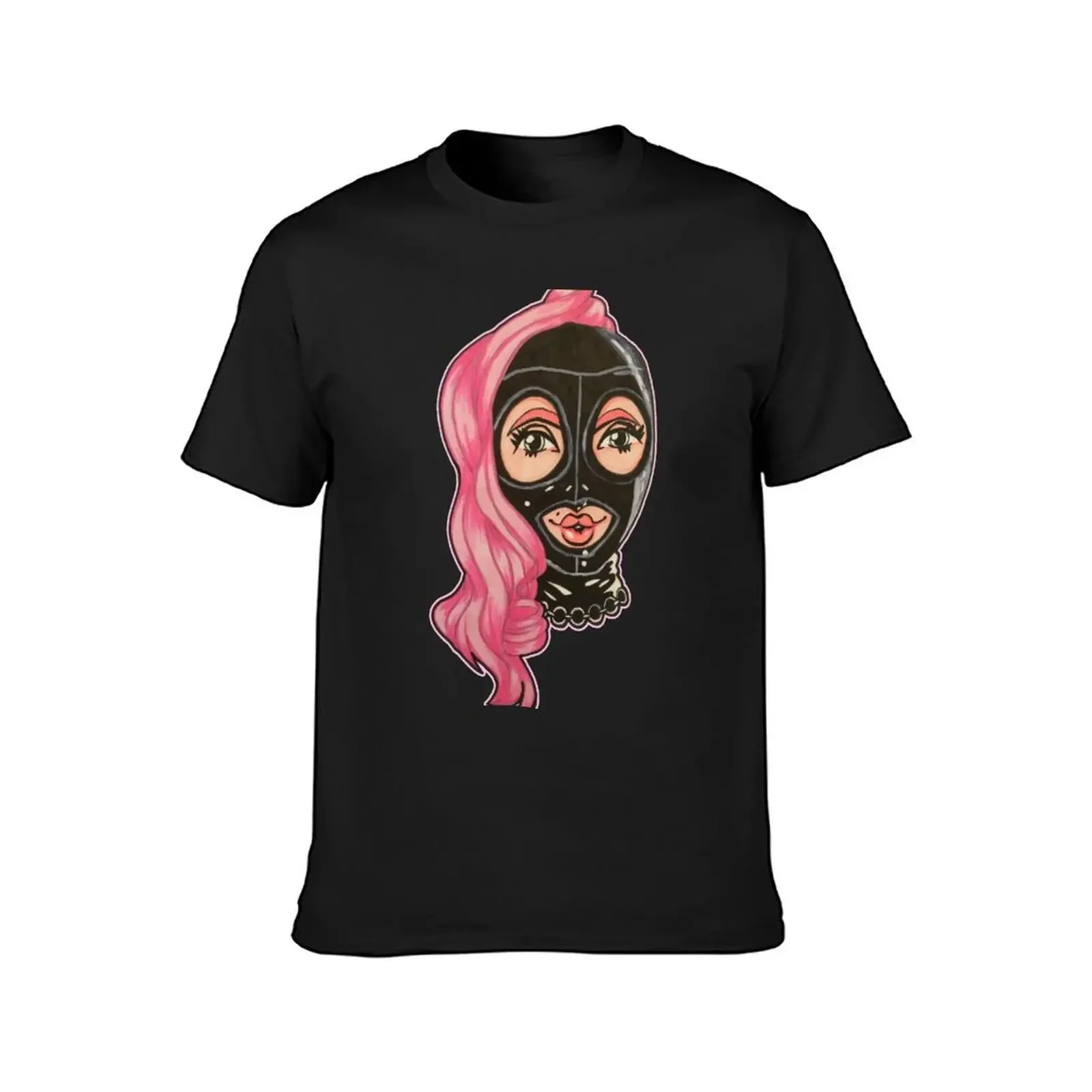 Latex Hood & Ponytail T-Shirt tops heavyweights rapper graphic tees quick-drying tshirts for men