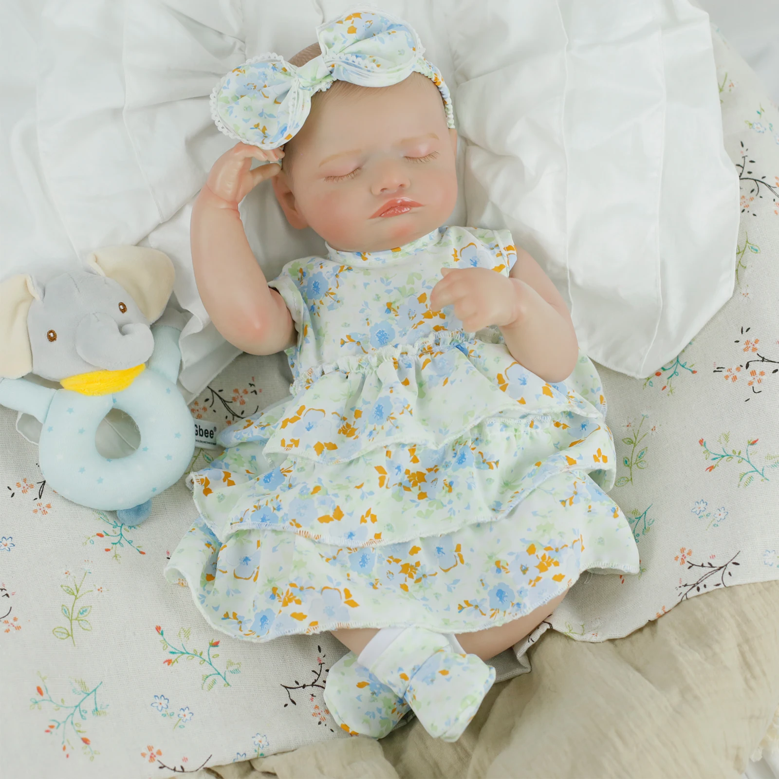 48CM Realistyczna Lalka Reborn Śpiąca Dziewczynka Rosalie Całe Ciało Winyl Silikon Realistyczna Ręcznie Robiona Wstępnie Pomalowana Kolekcjonerska Zabawka