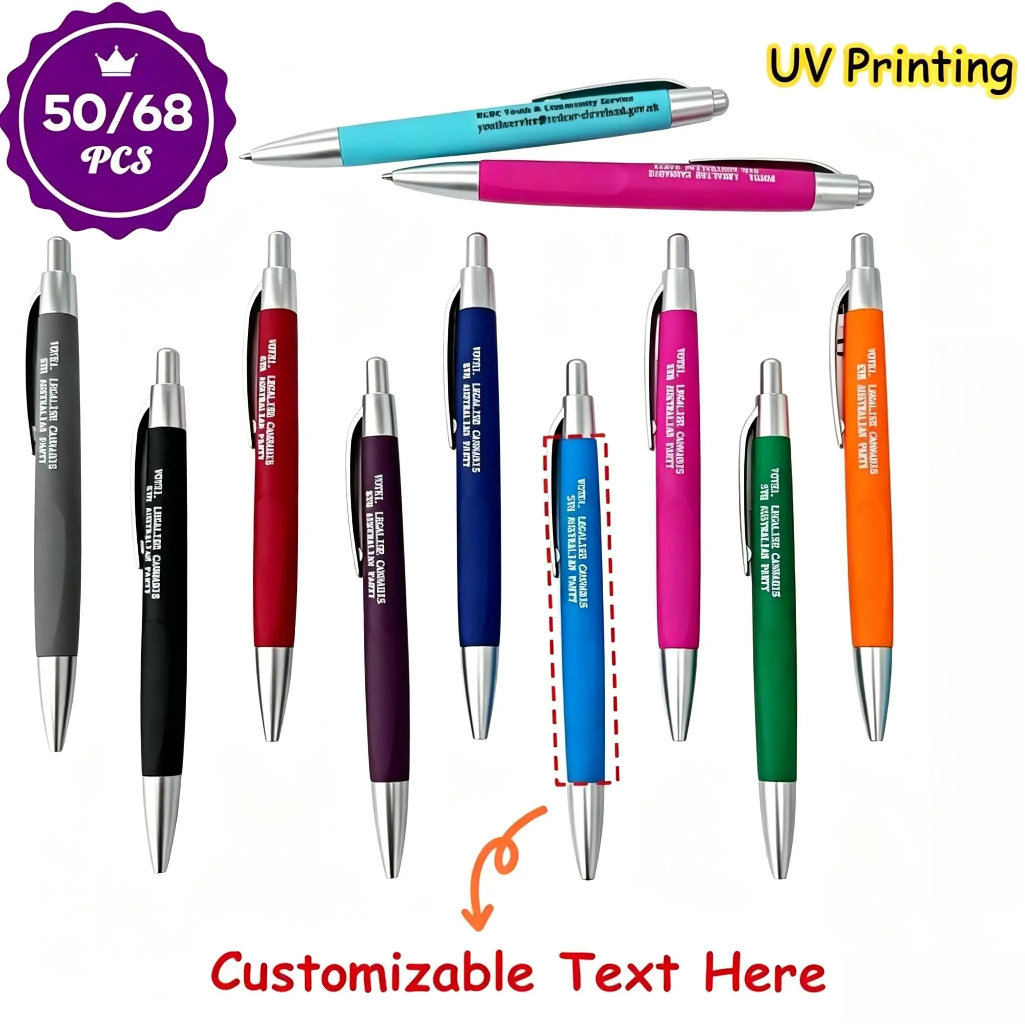 

50/68PCS Customizable Logo Promotional Ballpoint Pens for Advertising Corporate Gifts Hotel Conference Supplies UV Printing Pens