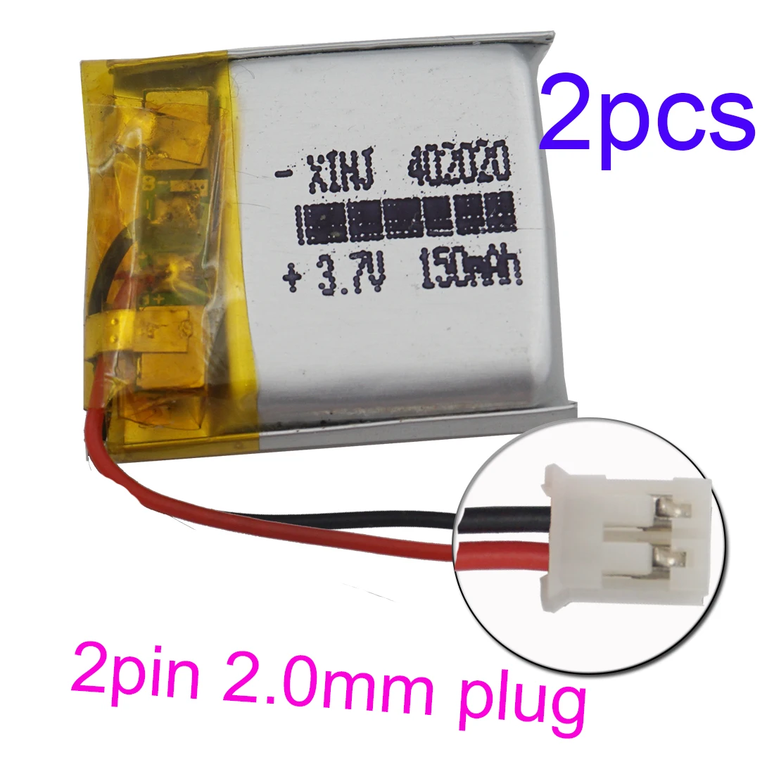 2pcs 3.7V 150mAh 0.555Wh Li Polymer Battery JST  3pin 1.0/1.25/1.5/2.0/2.54mm Plug 402020 For Mouse GPS Bluetooth Smart Watch
