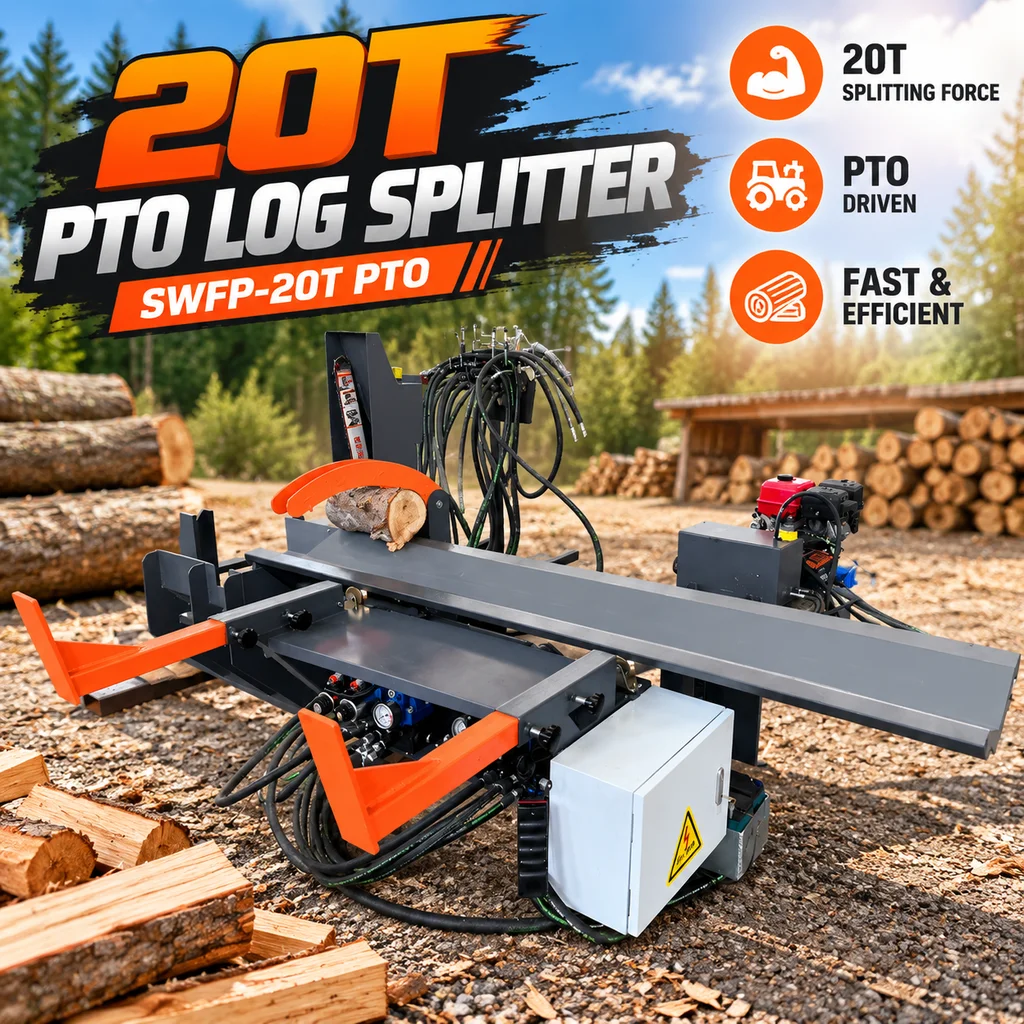 20T Firewood Cutting and Splitting Machine 4 Way Height Adjustable Wedge 50mm Ball Coupling