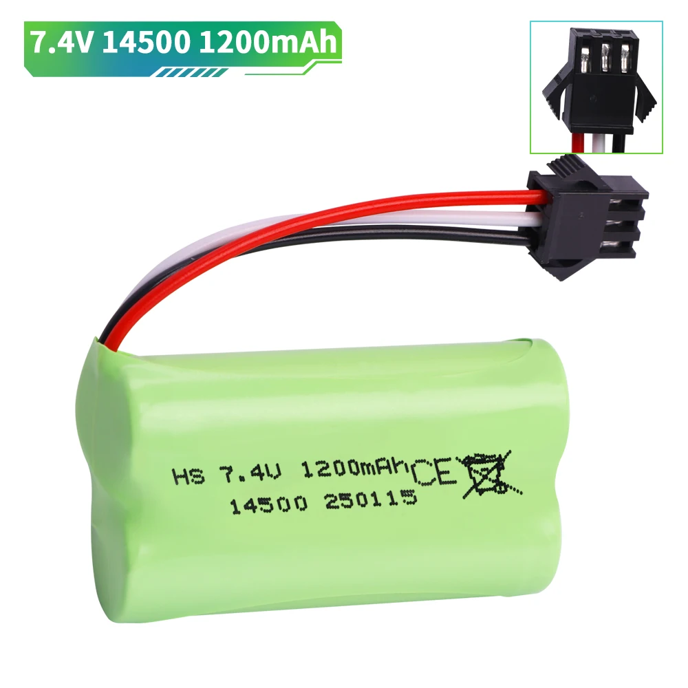 14500 7,4 V 1200 mAh SM-3P Stecker Li-Ion Akku Für Fernbedienung wasser kugel pistole Spielzeug RC Teile 2S 7,4 V Batterie und USB Ladegerät