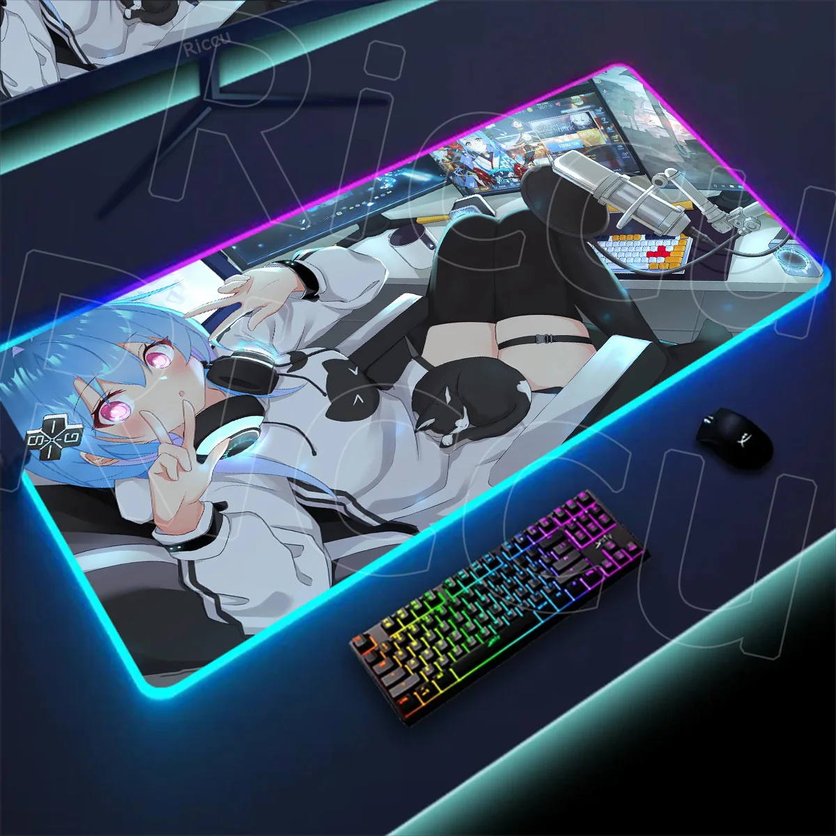 

Kawaii Anime Non-slip Rubber Mousepad Azur Lane Game Girl XXL Large RGB Mousepad Keyboard Pad Mouse Mat Desk Desktop Office Work