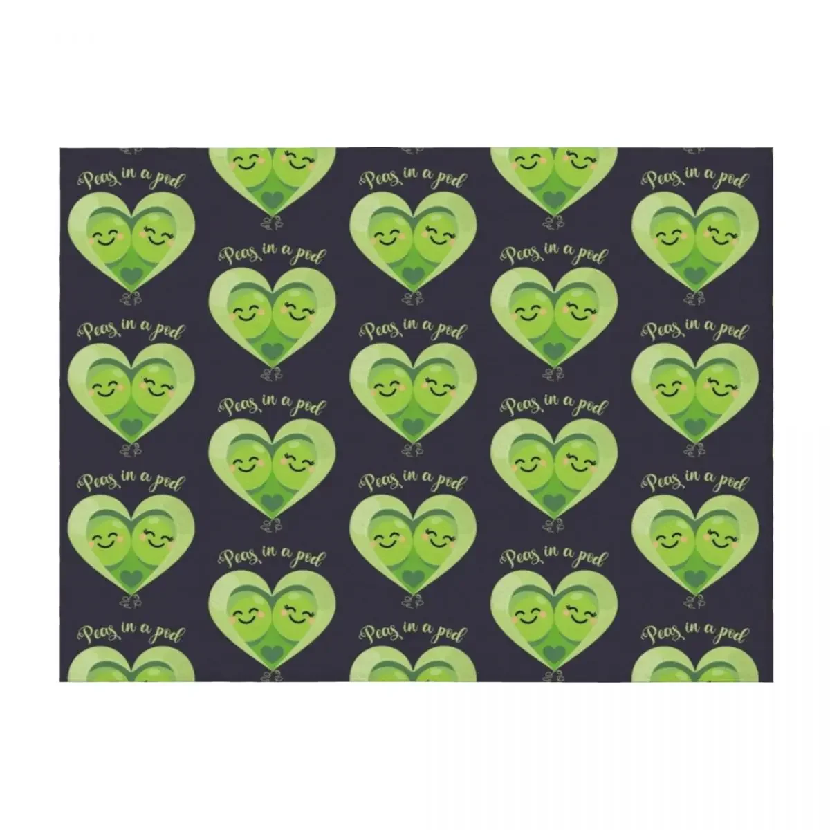

Peas in a Pod (Heart) Navy Throw Blanket Vintage Large Thermal Giant Sofa Blankets