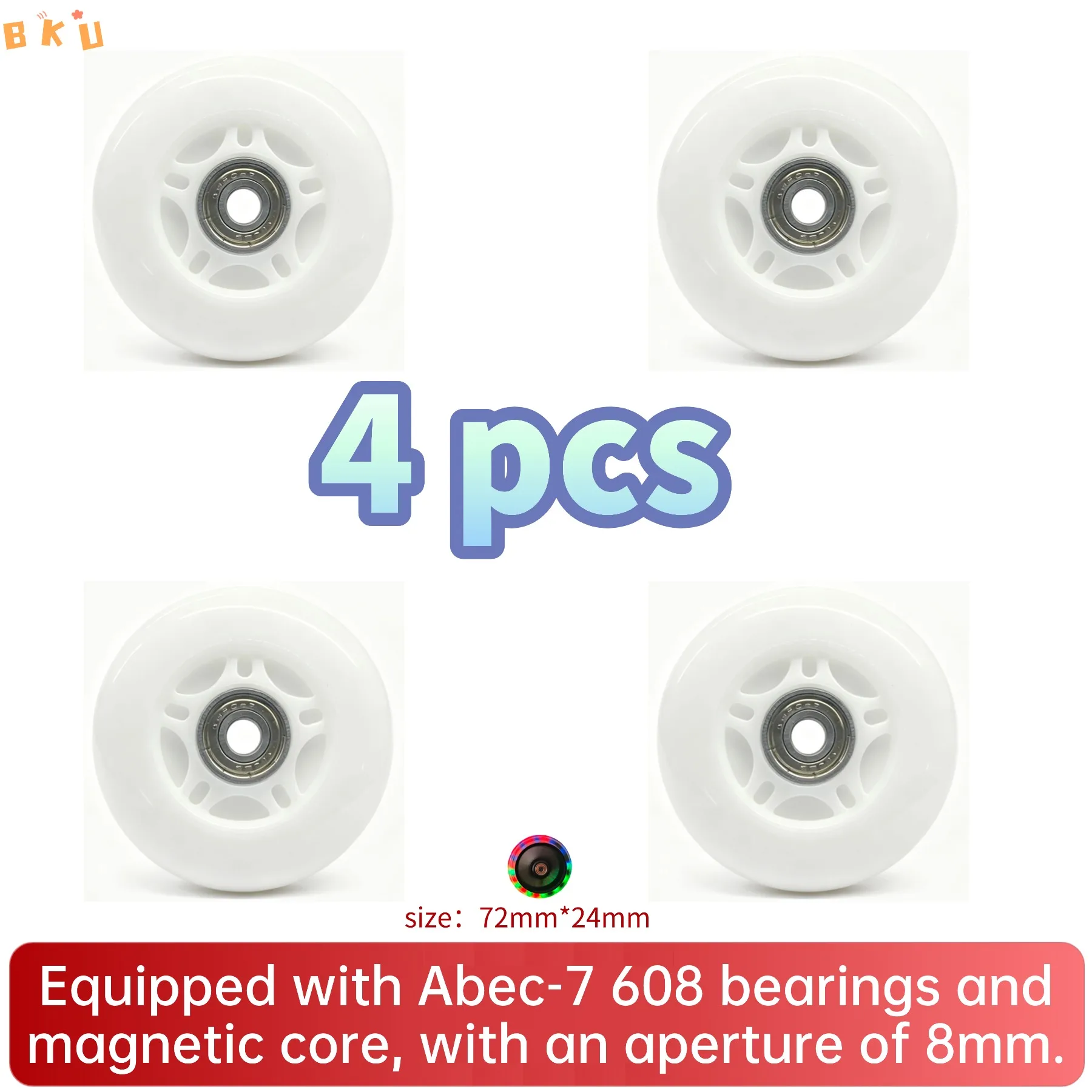 عجلات تزلج LED متوهجة مكونة من 4 محامل PU ABEC-7 مقاس 72 مم، عجلات مضيئة متعددة الألوان للزلاجات المضمنة والدراجات البخارية والأمتعة