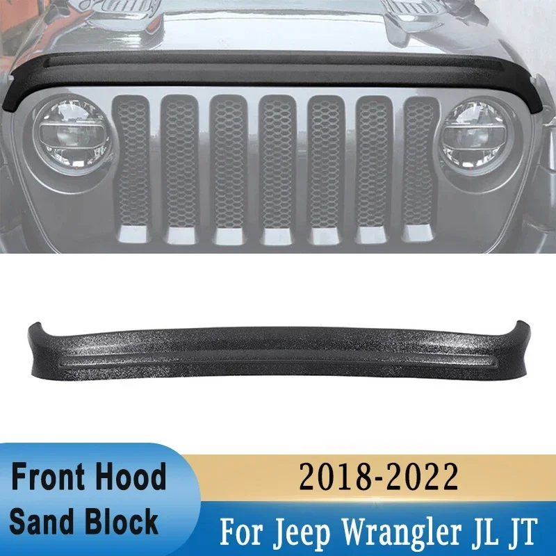 Front Engine Hood Bezel Cover for Jeep Wrangler JL JLU JT 2018-2022 Off-Road Guard Front Hood Sand Block Protection Matte Black