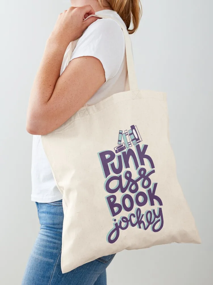 Punk Book Jockey Librarian Funny Design Tote Bag Women's bags shopping bags foldable shopping trolley bag
