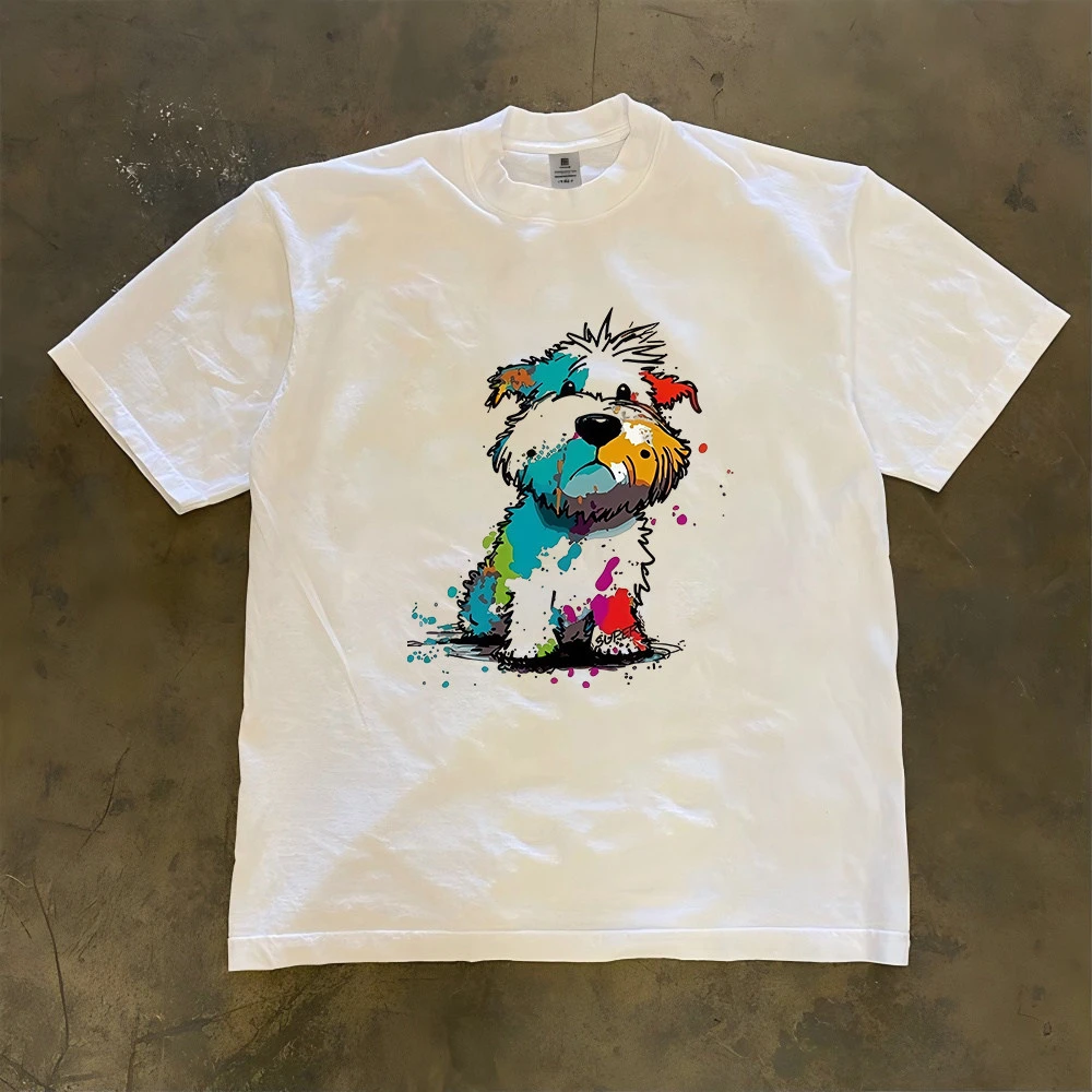 Pure Cotton Double Thread Loose Fit Short Sleeve T-Shirt for Men And Women Breathable Comfortable American Retro Style T-Shirt