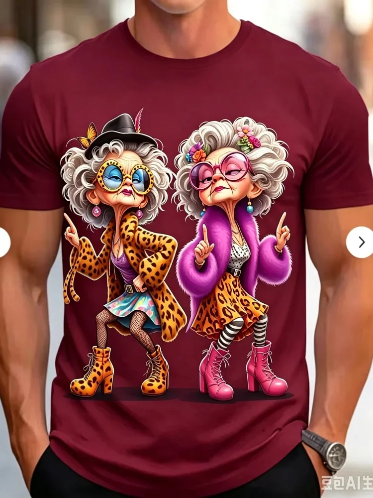 Fun Hip Hop Dance Granny Cartoon 3DPrint Quick-Drying Breathable Street Fashion Adult Large-Sized Short-Sleeved T-Shirt