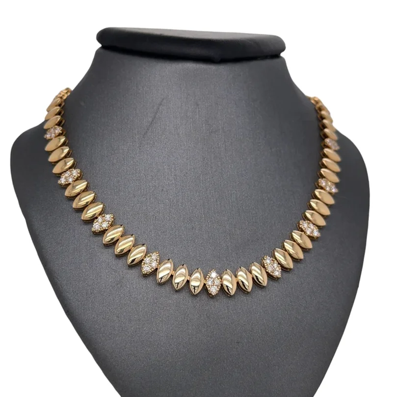 Gold Plated 2025 New Geometric Fashion Women Jewelry Set Micro Paved CZ Marquise Charm Chain Choker Necklace Bracelet