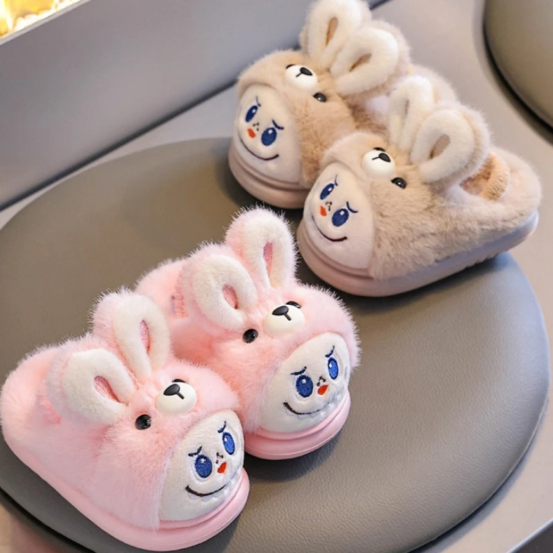 

Baby Home Cotton Slipper2025 New GirlSnow Boots SellingChild Rabbit Hair Anti Slip VersatileBaby Cartoon Soft Bottom WarmSlipper