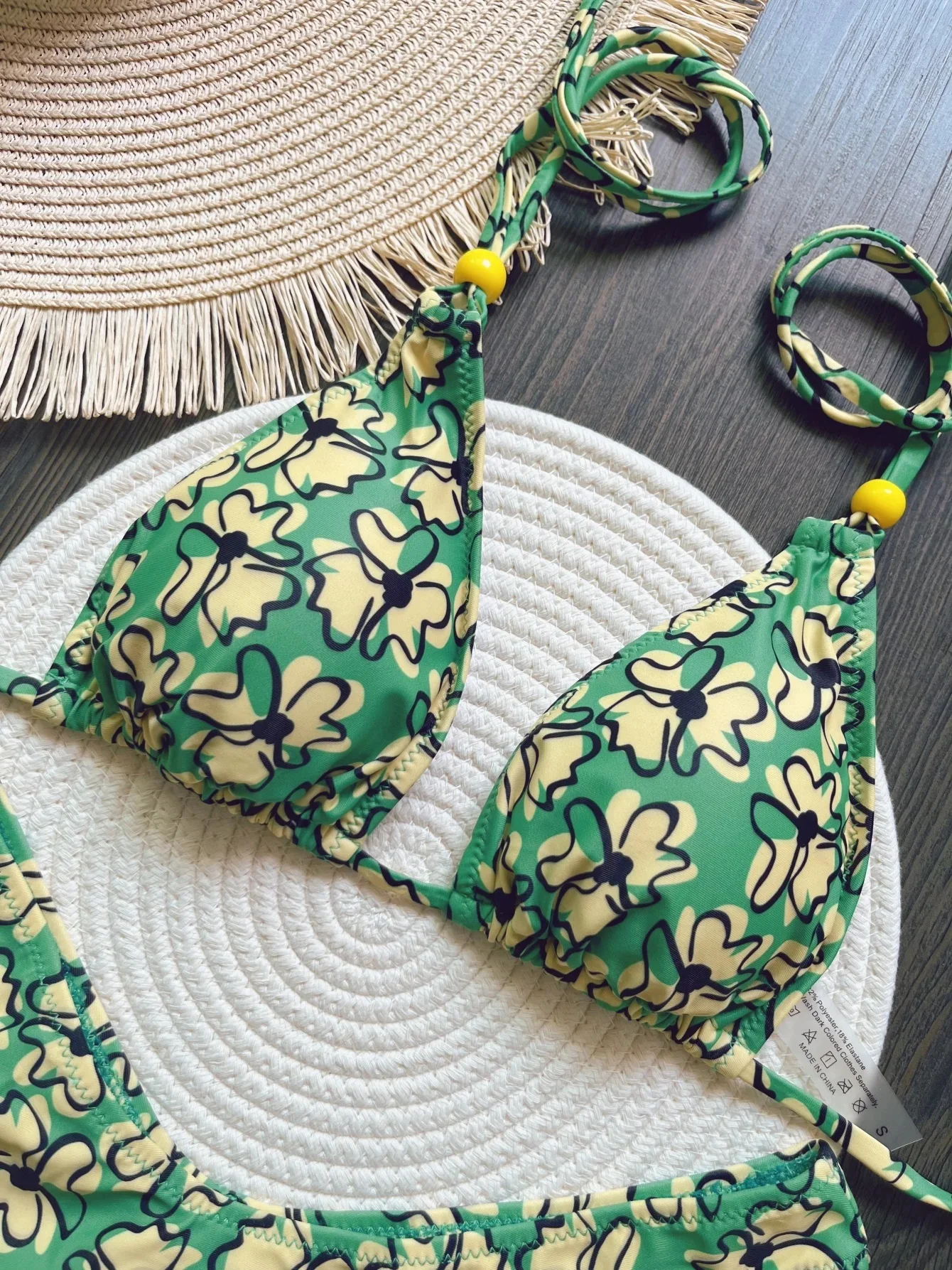 RUOTONSEPT New Sexy Botany Print Bikinis Set Women\'s Swimsuit Two-piece Triangle Halter Swimwear Bathing Suit Brazilian Biquinis