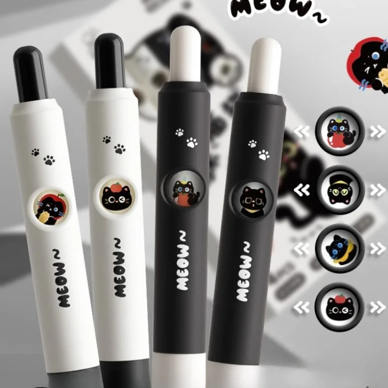 Bolígrafos de animales de dibujos animados de gato negro Kawaii, bolígrafos de Gel de escritura suave con tinta negra de secado rápido para escuela, oficina, regalo para niños