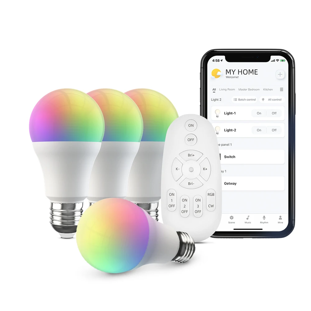 

BroadLink BLE Smart Bulb LB4E26/27, Color Changing with Music Sync, A19/E26/9W/800LM, works with Alexa and Google Home