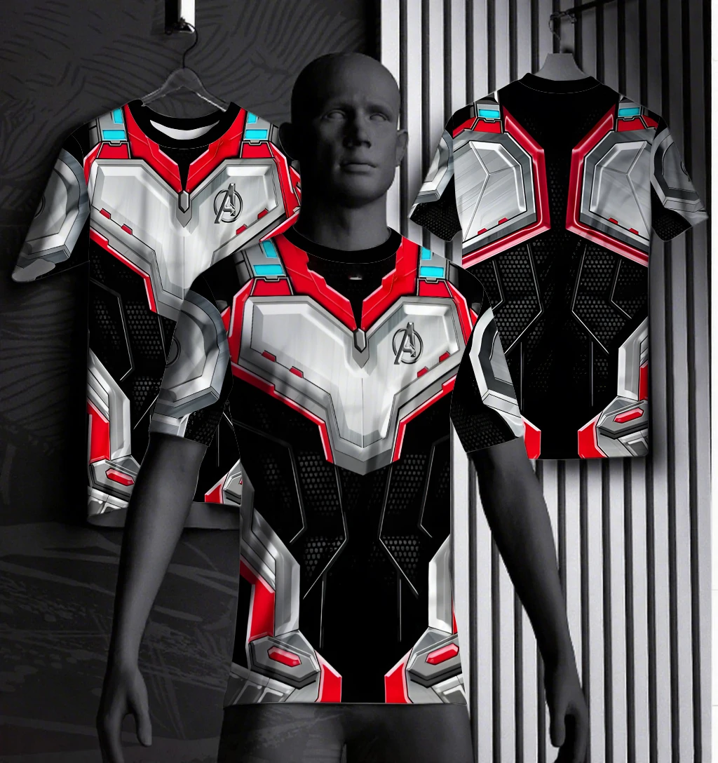 

Marvel Avengers Quantum Suit T-shirt Mech Texture Superhero Technology Armor Elements Trendy Emotions Surrounding Outfit