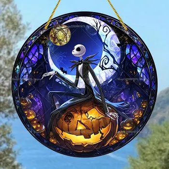 Noční můra před Vánoci Jack Skellington Sun Catcher 2D plochá akrylová závěsná cedule pro domácí zahradu nástěnná dekorace dětský dárek 8 nejlepší prodej noční můra před Vánoci vánoční dekorace - №3
