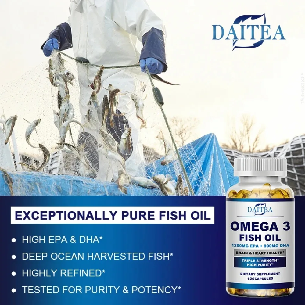 Omega 3 Fish Oil | Triple Strength Capsules | Helps with Joints Skin Immune Support, Enhance Memory, Concentration and Cognition