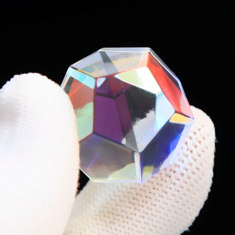 dwan RGB Dispersion Prism Polyhedron Optical Glass X-Cube for Physics Teach Decoration Art 24MM Optical Glass