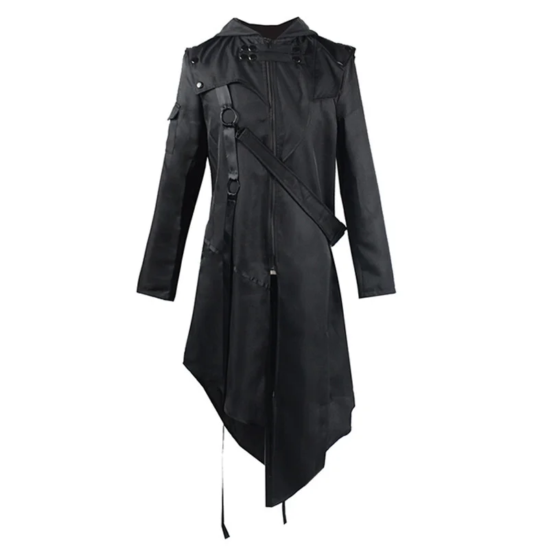 Vintage Heren Gotische Steampunk Lange Jas Trenchcoat Retro Middeleeuwse Krijger Ridder Overjas Mannelijke Victoria Lange Jas Plus Size