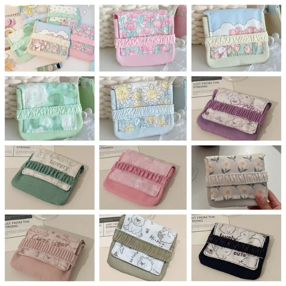 

Sweet Large Capacity Mini Cosmetic Bag Rabbit Candy Color Sanitary Napkin Storage Bag Cotton Cloth Bear Flower Coin Purse Girls